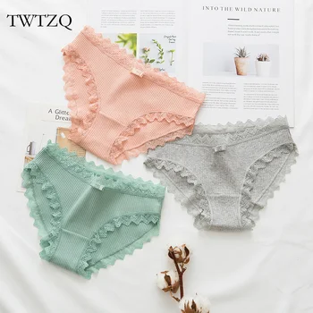 

TWTZQ New Arrival Sexy Ladies Lingerie Comfortable Cotton Ruffles Panties Women Briefs Solid Color Girls Intimates A3NK502