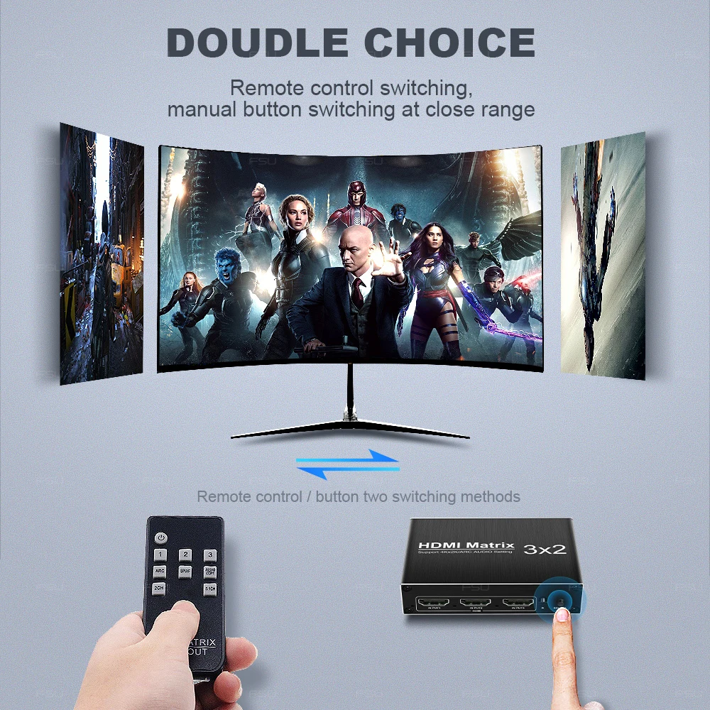  HDMI Matrix 3 In 2 out HDMI Switch 2.0 4k 60Hz HDR 3x2 Audio Extractor ARC Dolby sound for XBOX HDT