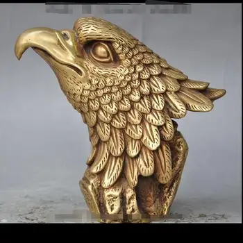 

zhmui880070203<<<7"Chinese brass Wealth FengShui Fly Eagle king Hawk Head Statue Art Sculpture