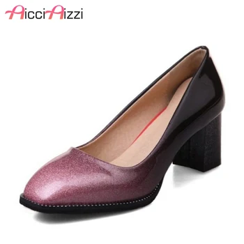 

ZALAVOR Size 32-44 Lady High Heels Pumps Square Toe Thick High Heeled Shoes Women Soft Sexy Office Lady Mature Footwears