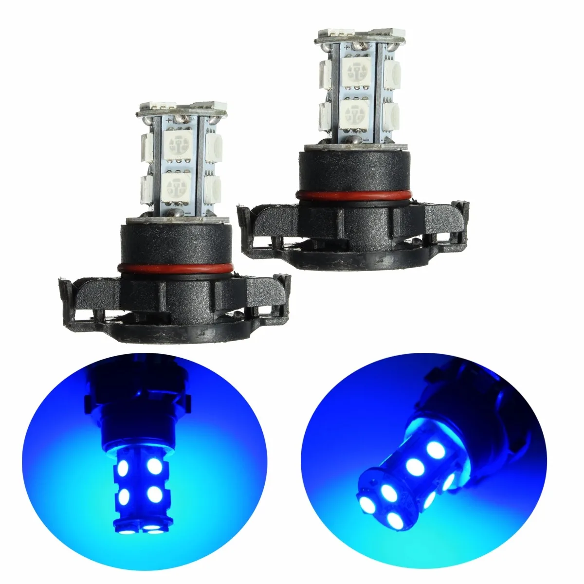 Pair 12V H16 5202 5050 2504 SMD LED Car Fog Light Bulbs Lamp Deep Blue 10000k 50mmx50mm