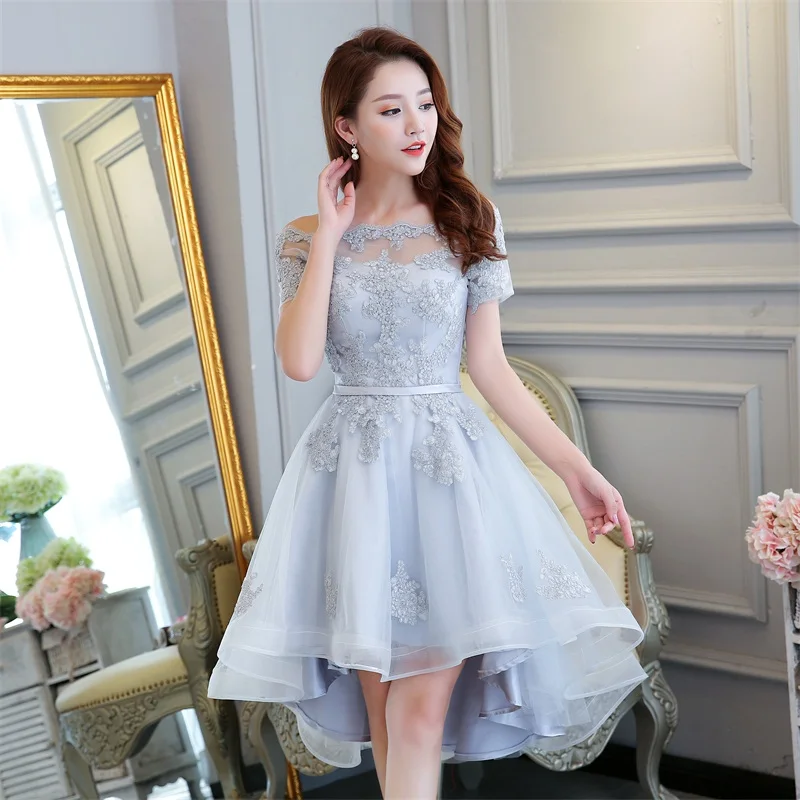 New Arrival Bridesmaid Dresses with Short Sleeve Elegant Boat Neck Bride Gown Ball Prom Party Homecoming/Graduation Formal Dress