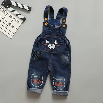 

DIIMUU 1PC Baby Clothing Boys Girls Overalls Denim Casual Print Suspender Pants Kids Clothes 1-3Years Long Trousers