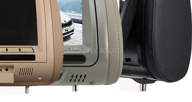 Cheap 2X 7 inch Car Headrest  DVD Digital Panel  with Zipper Cover+IR Wireless Headphone+32bit game+USB+SD+FM 7
