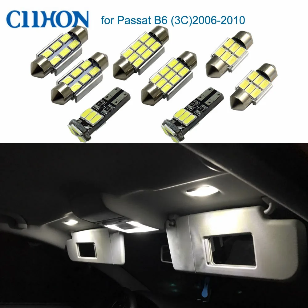 Ciihon 16pcs Car LED Lights for VW Passat B6 (3C),White Auto Interior