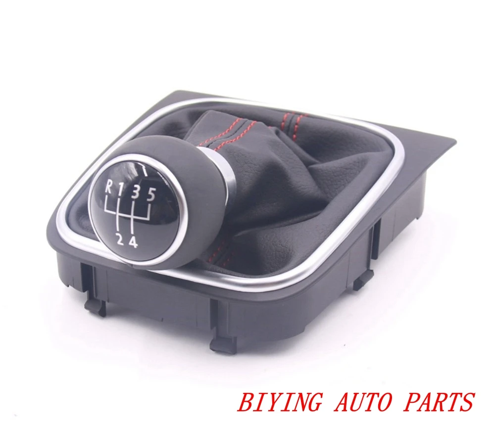 

OEM Genuine Shift Knob Leather Red Line Manual Transmission MT Gear Shift Knob Cover for VW Golf 6 MK6 Jetta 5 MK5 1KD 711 113 A