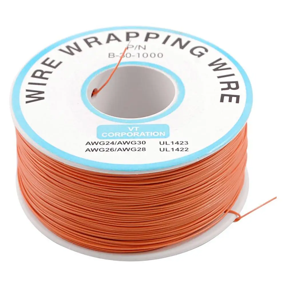 

Hot PCB Solder Orange Flexible 0.5mm Outside Dia 30AWG Wire Wrapping Wrap 1000Ft
