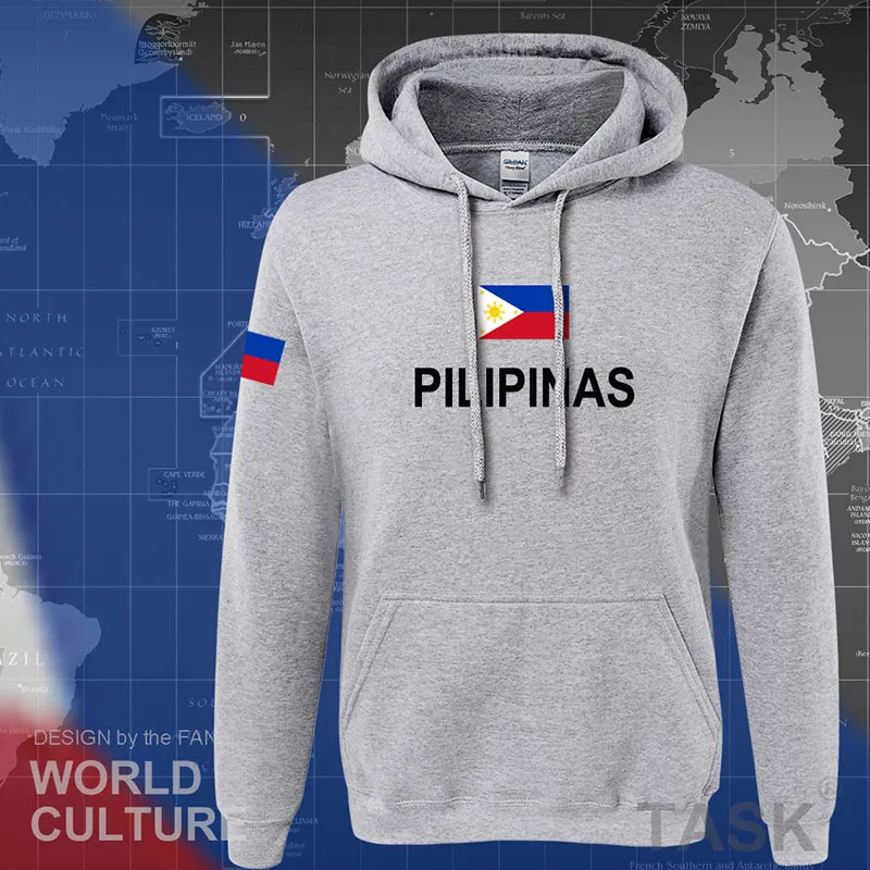 Толстовки с Филиппинской символикой, Мужская толстовка, новая уличная одежда в стиле хип-хоп, трикотажный спортивный костюм, Национальный Филиппинский флаг, PH Pilipinas - Цвет: hooded gray
