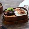 Lunchbox Wood Eco-friendly Bento Box Sushi Box Portable Food Storage Container with Bags Wooden Japanese Natural Brown 1