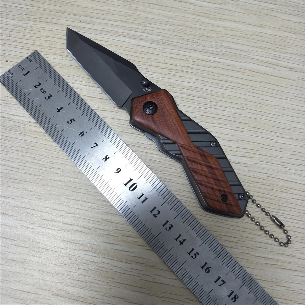 

Tactical 53HRC Folding Knives 3CR13MOV Blade Mahogany Handle Outdoor Camping Survival Hunting Knife EDC Tool