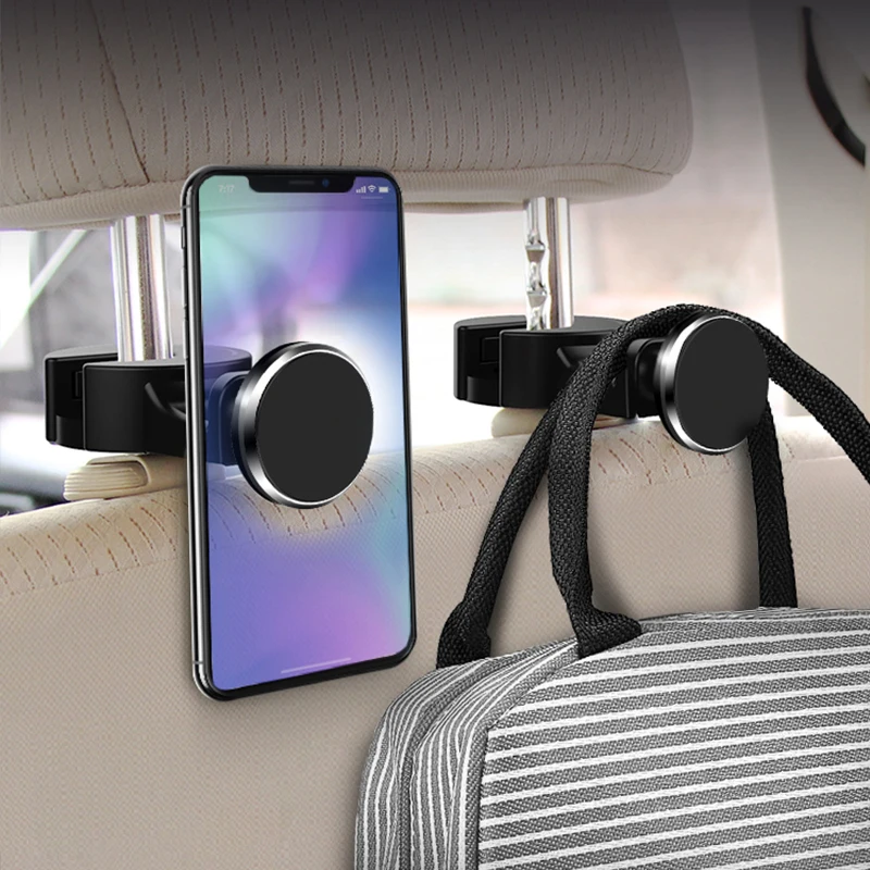 

Mofan Car Hook Two in One Hook High Quality Back Seat Hooks Magnetic Car Mobile Phone Stand Headrest Hooks Practical Car Clips