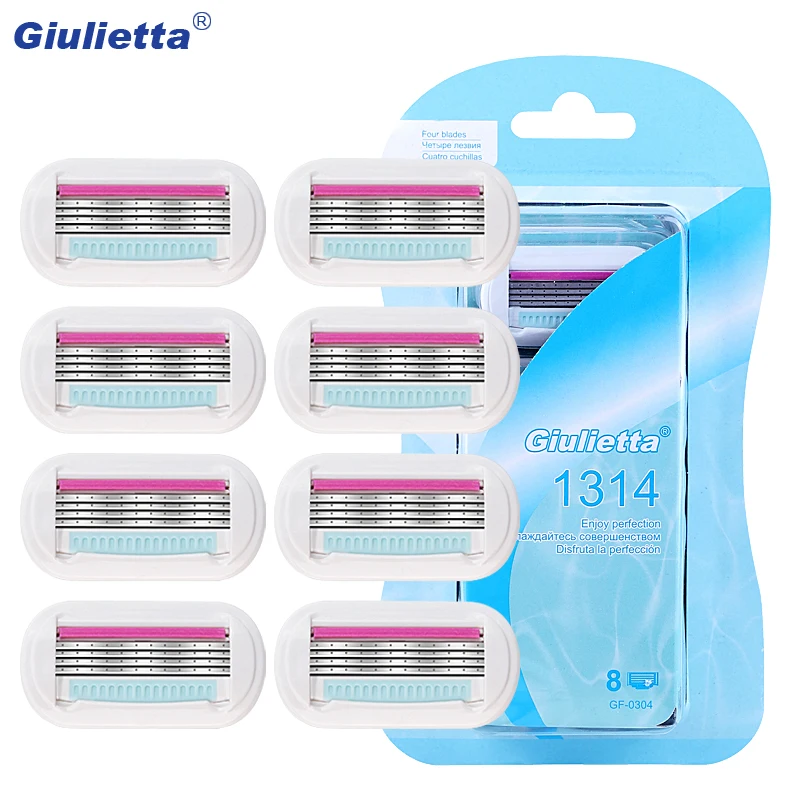 

8 Pcs/Lot Women Razor Blade Beauty Shaving Safety Female Replacement Sharpener 4 Blades Razor For Women Shaver Head