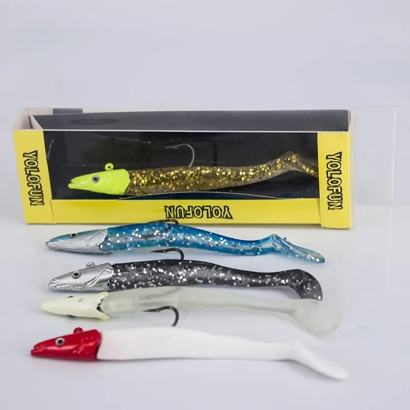 

11cm artificial bait fishing lure 19g soft paddle tail fake swimbait with jig hook eel imitate fishing lure bait for fishig