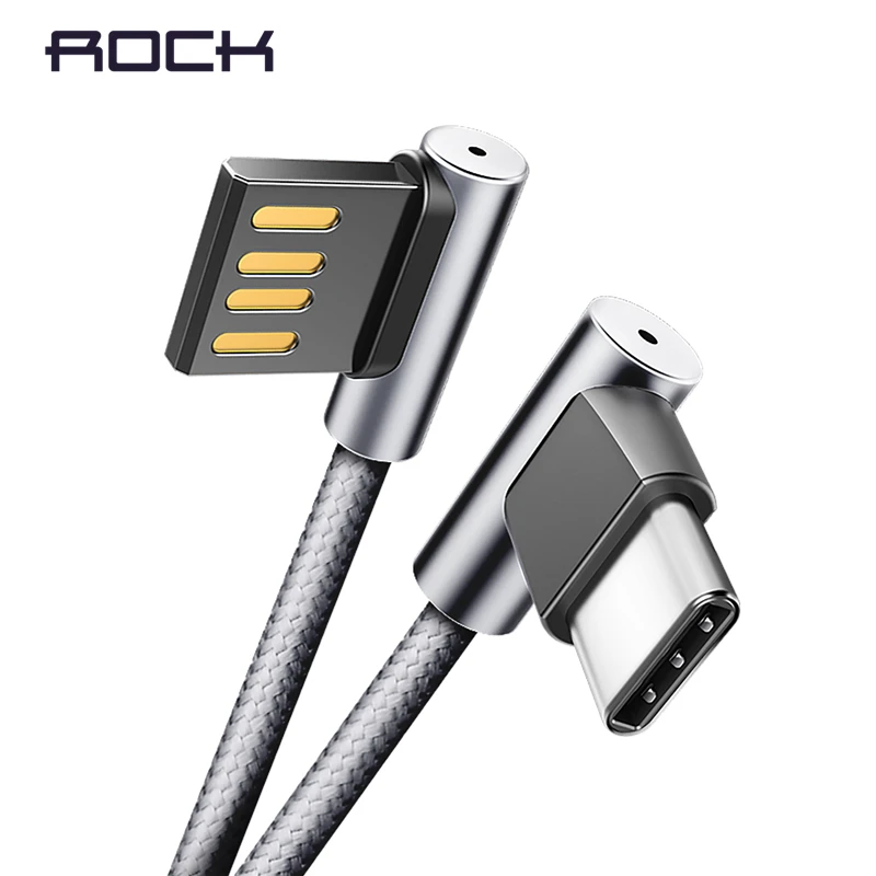 

ROCK USB Type-C Cable Double L Flexible Metal 2.0A Fast USB Type C Charging Cable for Type C Cable Charger for Samsung/Xiaomi