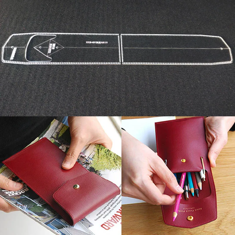 

Acrylic Stencil 1 Set Leather Template Home Handwork Leathercraft Sewing Pattern Tools Accessory Pencil bag 10*19.5*1cm