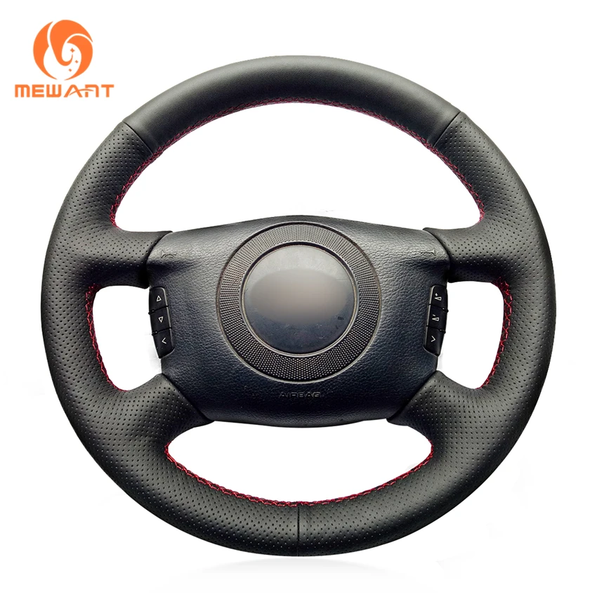 MEWANT Black Artificial Leather Car Steering Wheel Cover for Audi A6 2000-2004 A8 2000-2002