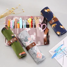 Мультфильм Животные Пенал школьный холст мешок ролл кисточка для макияжа хранения пенал для детей картины как подарки Supplie