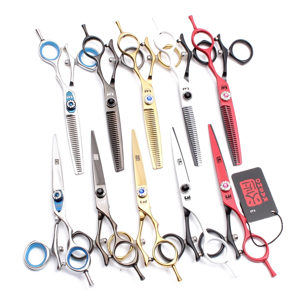 

5.5" 16cm 440C Swivel Handle Kasho Professional Hairdressing Scissors Cutting Shears Thinning Scissors Salon Hair Scissors H9019