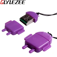 Glylezee USB Card Reader Robot Shape T-Flash Memory Card MicroSD Card Adapter Up to 64GB 4 Colors
