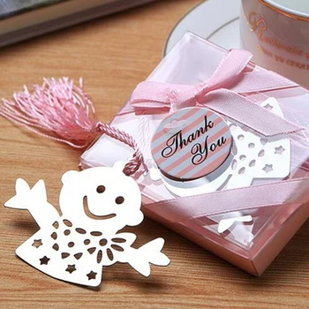 

20pcs/lot baby shower souvenirs birthday party decorations kids baby boy bookmark with tassel decoration baptism gifts
