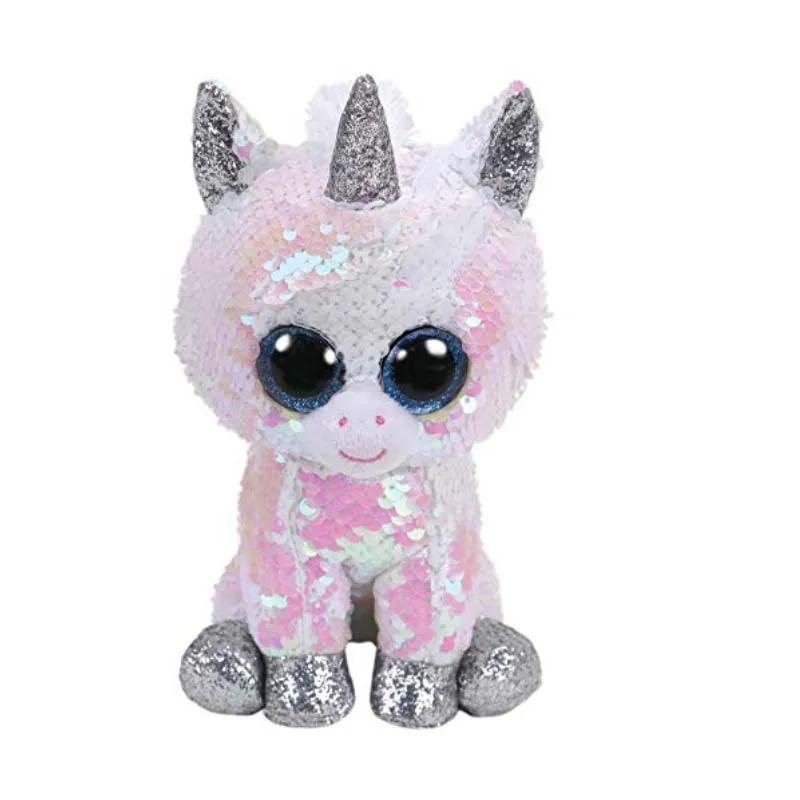 Ty Beanie Boos 6'' 15cm SPARKLE Sequin Unicorn Fox Owl Dinosaur Plush Regular Soft Big-eyed Stuffed Animal Collection Doll Toy