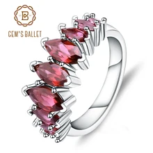 GEM'S BALLET 3.33Ct Маркиза Форма натуральный родолит гранат кольцо 925 пробы серебряные драгоценные камни кольца для женщин хорошее ювелирное изделие