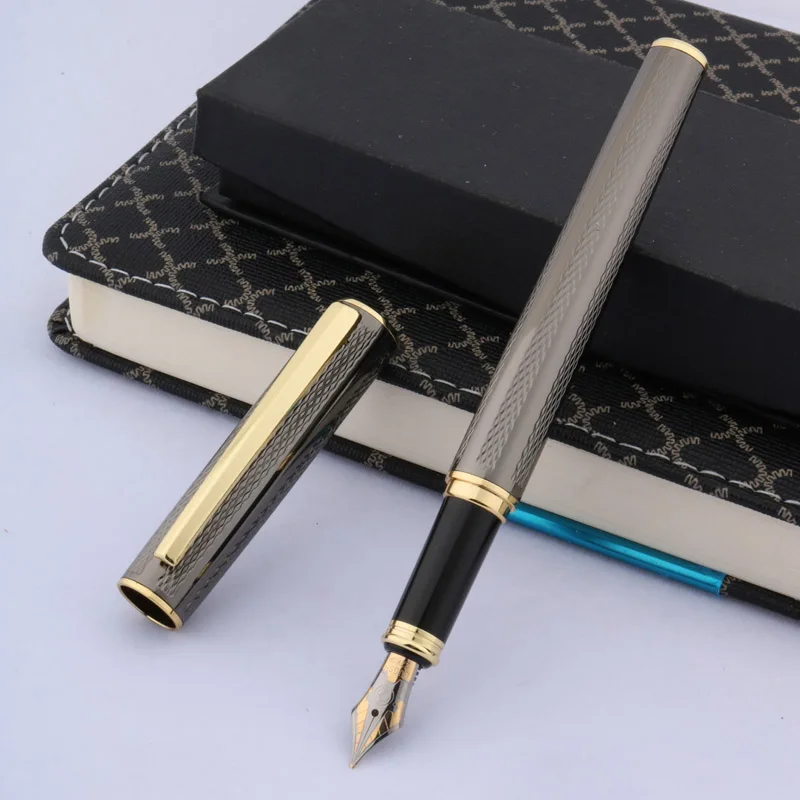 

Gun gray Textured waves METAL OFFICE Fashion NEW Golden M Fountain Pen