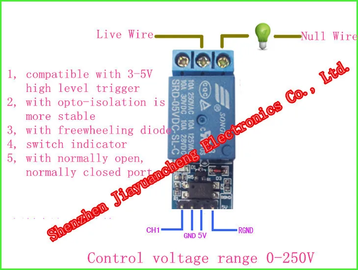 Один релейный модуль 1 канала, с изоляцией оптопары, полностью совместим с сигналом 3,3 В и 5 В, релейное управление