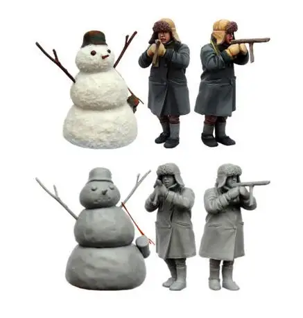 

1/35 Resin Figure Children With Snowman Model Kits