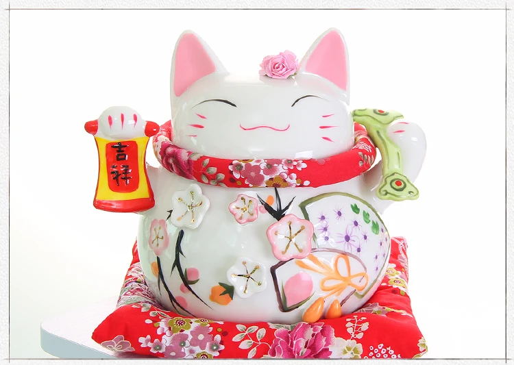 8 дюймов Maneki-Neko керамические китайские счастливые кошки манящие Фортуны кошки статуэтки счастливый Шарм копилка украшения дома
