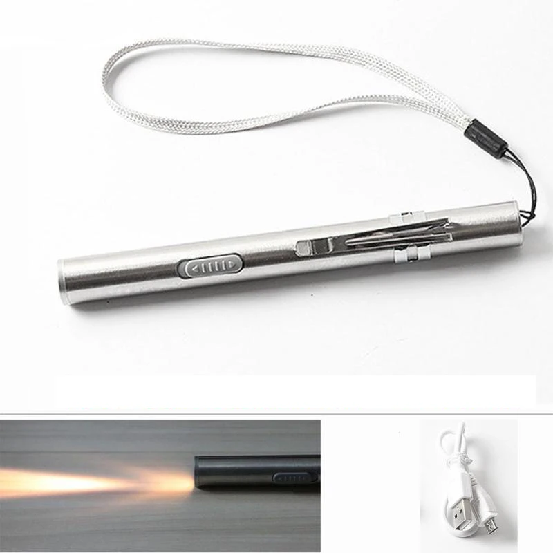 Mini Flashlight USB LED Waterproof Pen Light Aluminium Alloy Portable