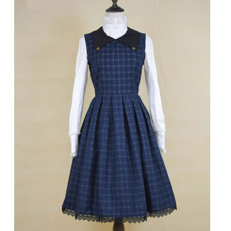 

Vintage Preppy Style Plaid Women's Dress Sleeveless Midi Dress by Miss Point