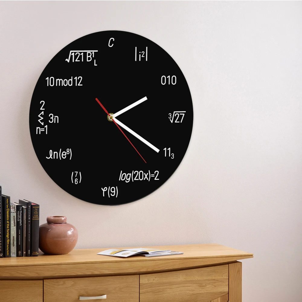 

1Piece Math Formula Wall Clock Personalized Acrylic Iconic Clock Home Decor Geek Equation Nerdy Black Watch Modern Design