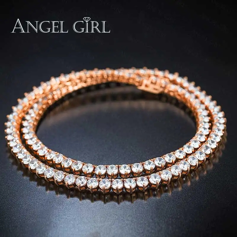 Angelgirl модные украшения для девочек сердца бренда круглые AAA+ ожерелья из кубического диоксида циркония для женщин вечерние ювелирные изделия цвета розового золота - Окраска металла: Rose gold colour