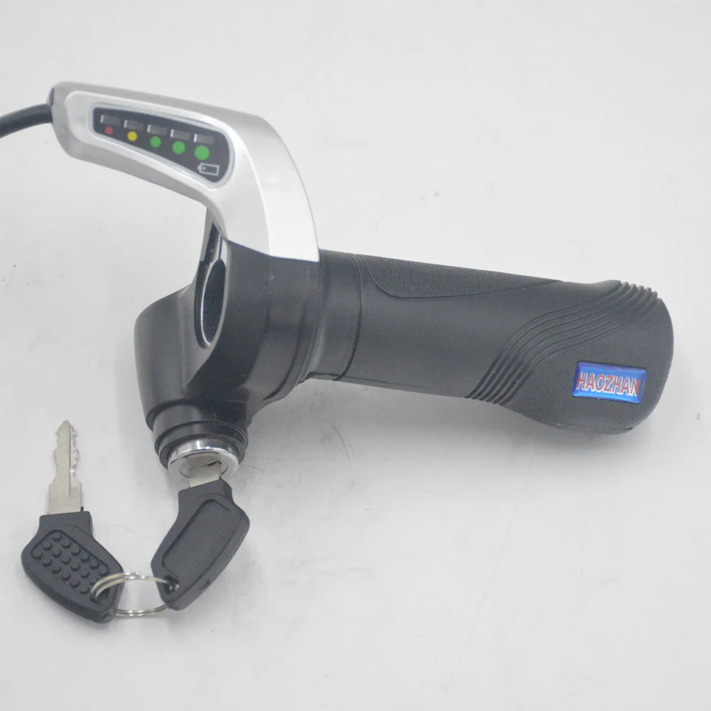 Discount Electric Bike Throttle Grip Handlebar Scooter Bicycle Accelerator with LED Display Indicator Lock E-Bike Half Twist Throttle 4