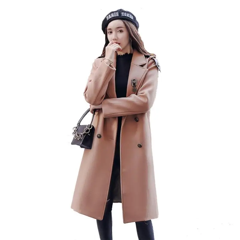 

OAIRED Women Woolen Coat 2019 New Woolen Jacket Women Clothing Spring And Autumn Long Slim Jackets Coats Female Outerwear