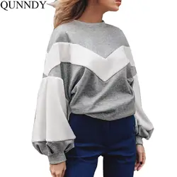 Qunndy зима-осень Для женщин Толстовки женские теплые капюшоном женский с длинным рукавом негабаритных Повседневное свободные Пуловеры для