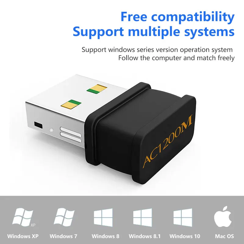 Wi Fi адаптер Wiflyer мини USB Ethernet 1200 Мбит/с Двухдиапазонная сетевая карта Lan
