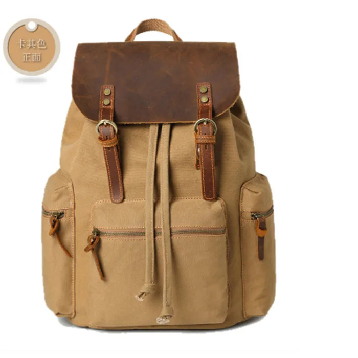 schwarz Leinwand kakifarbig Laptop Schwarzen Khaki Große Daypack grau Grau Rucksäcke Schwarzes grau Jungen dunkles Kapazität Rucksack Für brown Schultaschen Männer 04qH7w0