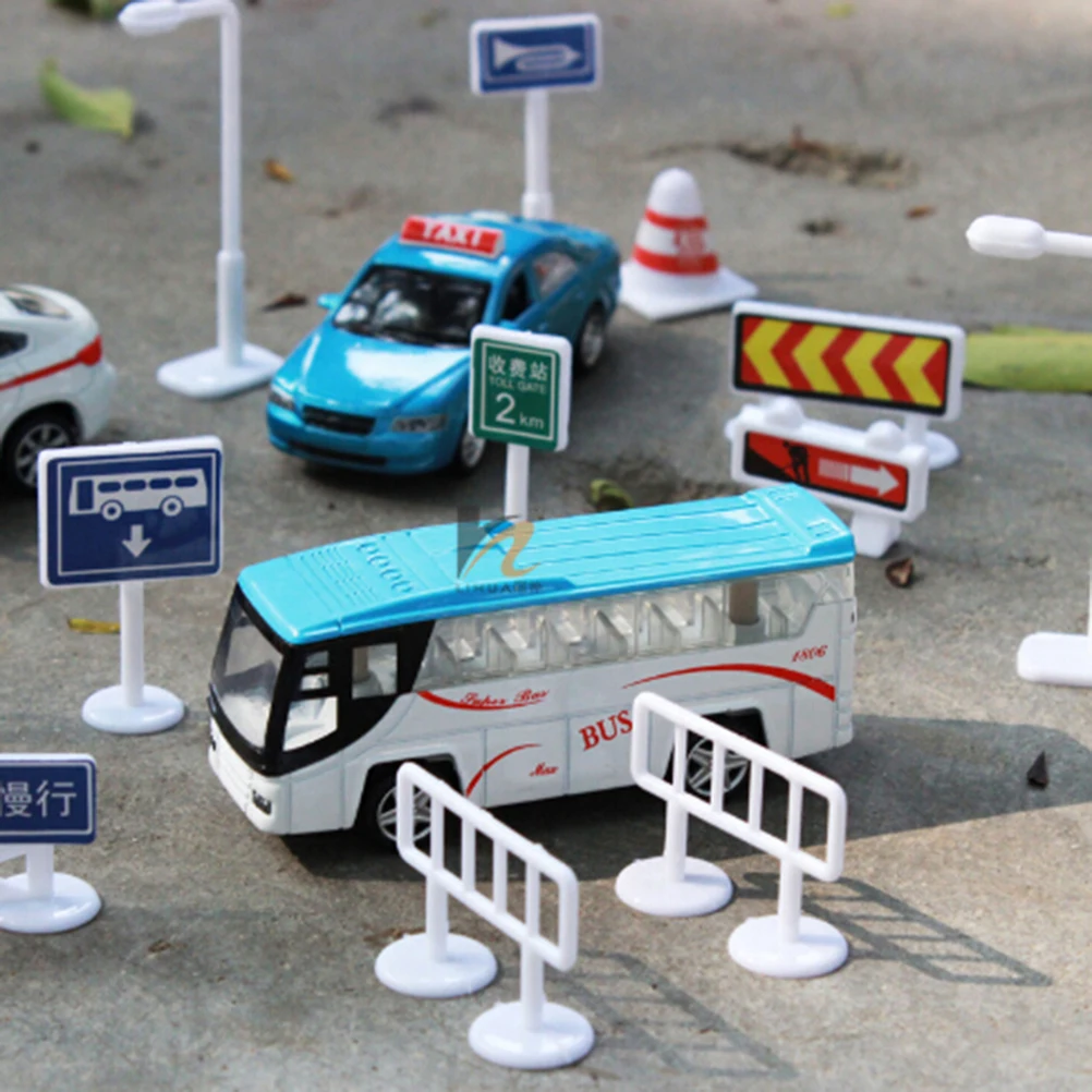 

56pcs/set Kids Gift Toys DIY Model Scene Toy Sign Road Sign Roadblock Traffic Sign Toy Accessories Children early education toys