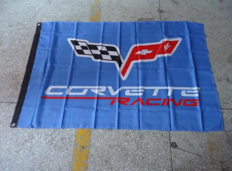 corvette blue flag banner 90X150CM size 100% polyster | Дом и сад