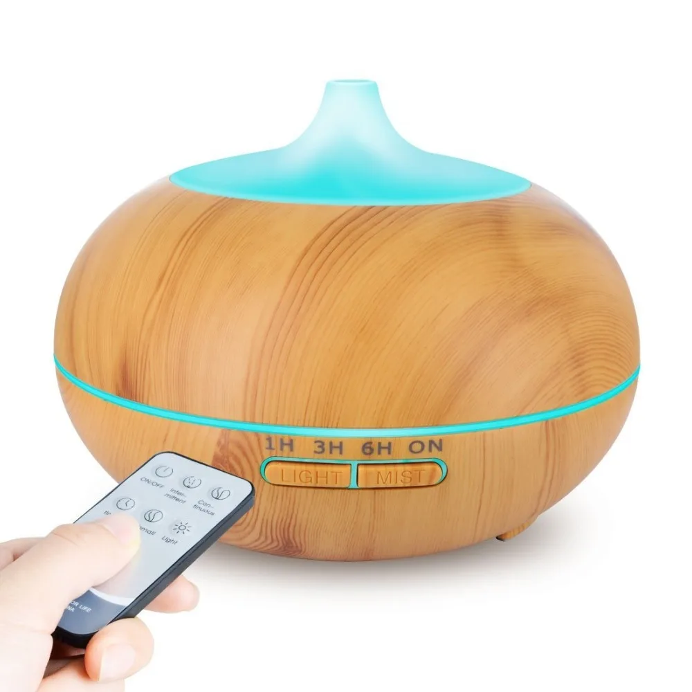 500ml Aroma Essential Oil Diffuser Ultrasonic Air Humidifier with Wood Grain Electric LED Lights Aroma Diffuser for Home Spa