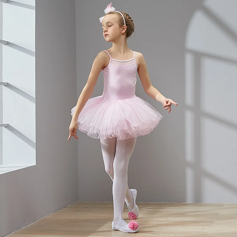 Sakura Pink Платье из чесаного хлопка; трико; балетное платье-пачка для девочек; детское Тюлевое платье для танцев и гимнастики; высокое качество - Цвет: Sakura Pink