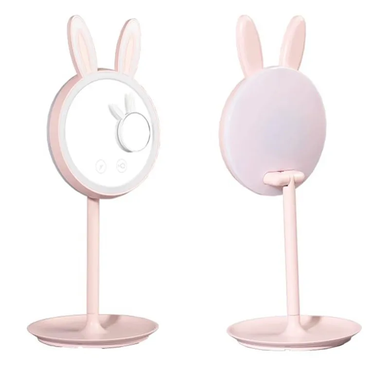  Creative and lovely rabbit LED makeup mirror desk with lamp dressing mirror to receive multi-functi
