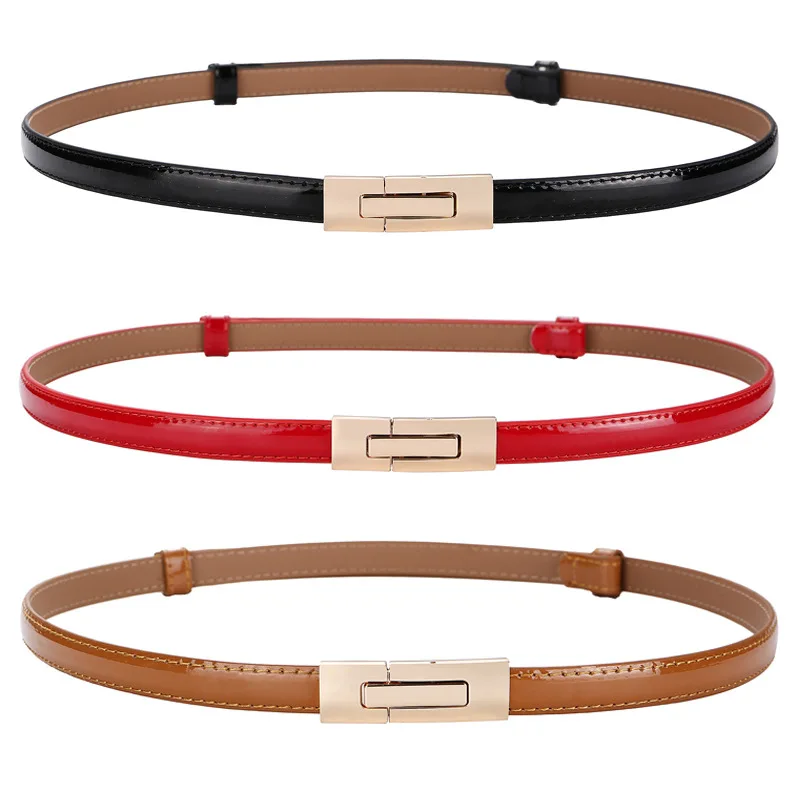 

Candy Color Metal Buckle Thin Casual Belt For Women , Leather Belt Female Straps Waistband For Apparel Accessories
