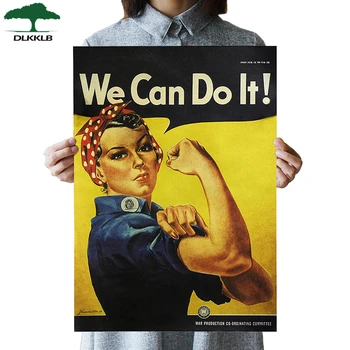 

DLKKLB Retro Movie We Can Do It Kraft Paper Adornment Posters Vintage Poster Adornment Home Decoration Wall Stickers 51.5X36cm