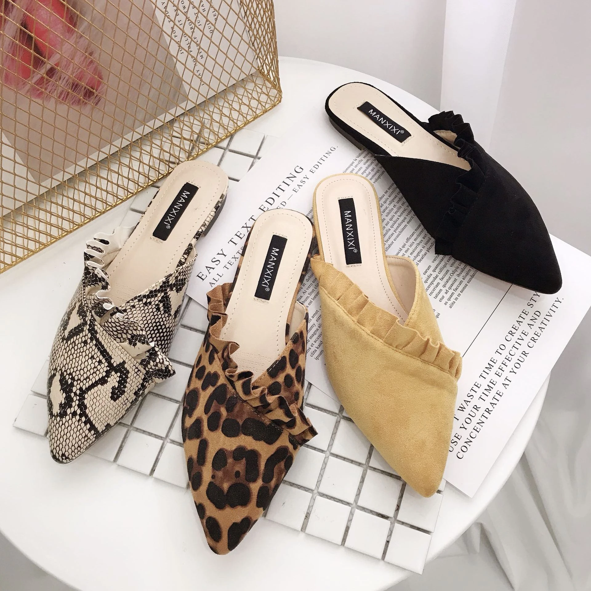 womens leopard print mules