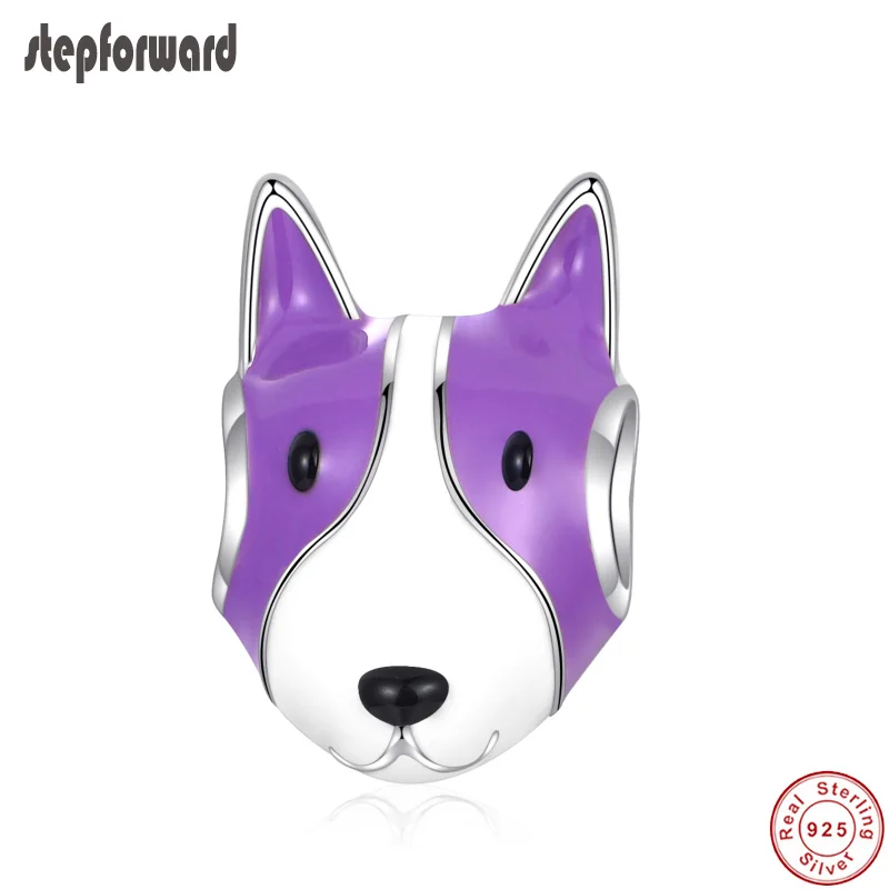 

New Arrival 925 Sterling Silver Huskie Dog Charm Fit Bracelet And Necklace Good Quality Lovely Theme Gift Enamel Jewelry Beads