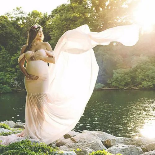 Женское длинное платье макси для беременных с открытыми плечами реквизит для фотосессии Макси платье для фотосессии
