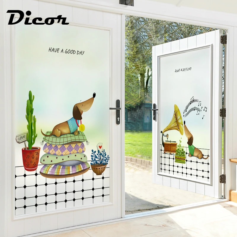 

Leisurely Dog Static Electricity Frosted Self Adhesive Glass Film Window Sticker Transparent Opaque Decor for Home Free Shipping